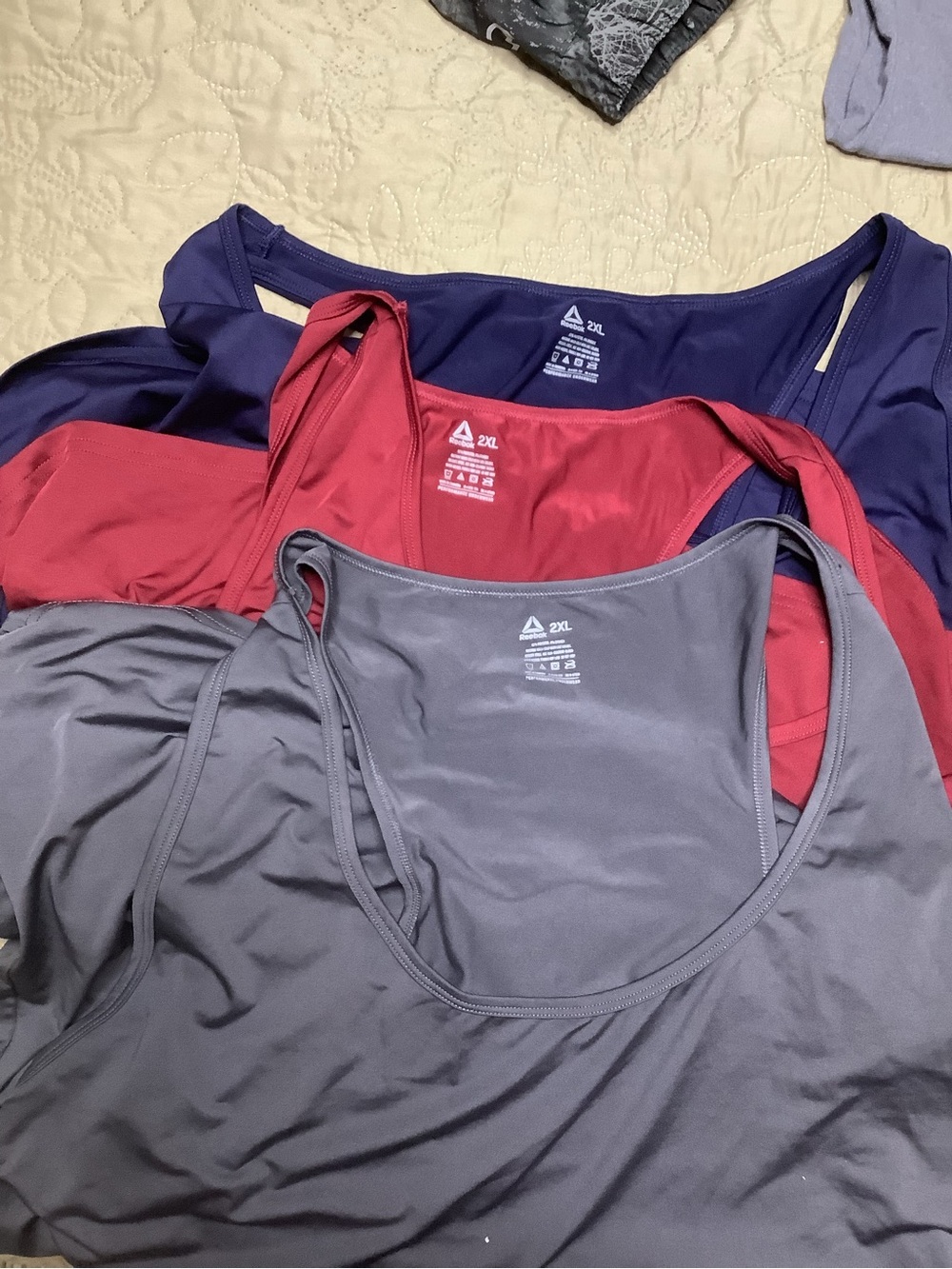 Reebok Racerback Tank Trio in Gray, Red, Navy